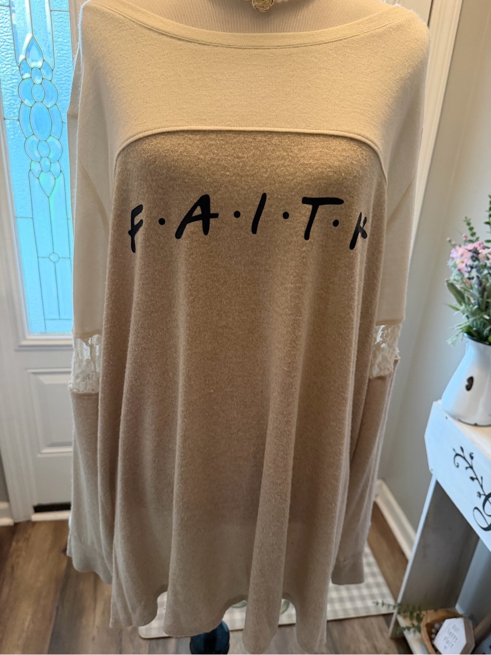 Cato Beige and Cream 'FAITH' Colorblock Sweater